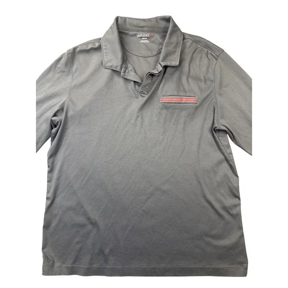 UNTUCKit Men's Damaschino Long Sleeve Polo Shirt with Pocket Gray Medium - Picture 4 of 9